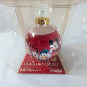 Disney Parks Mickey Minnie Donald Goofy Glass Christmas Ornament Wa Disney World
